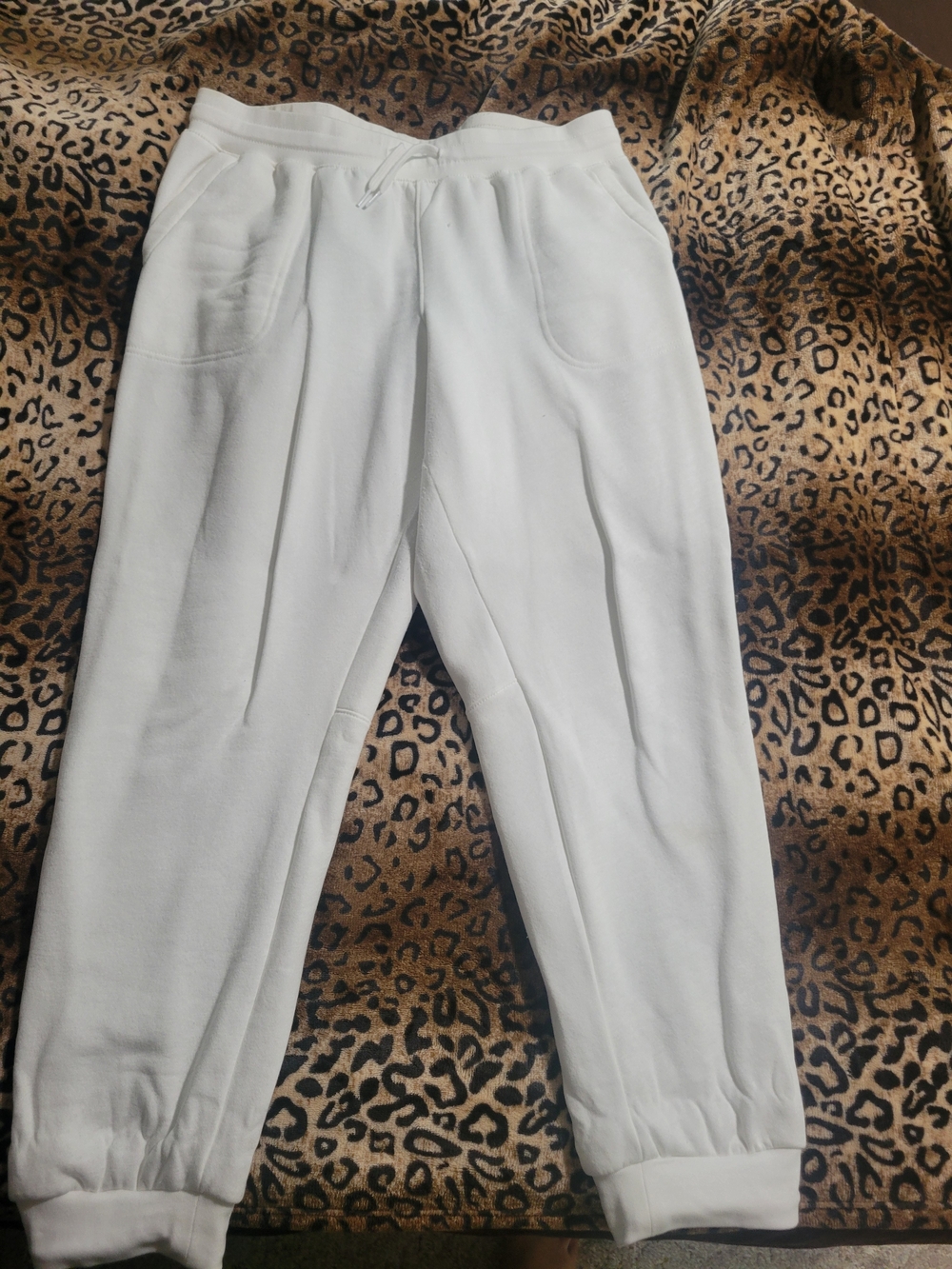 Columbia White Athletic Joggers with Logo Tag